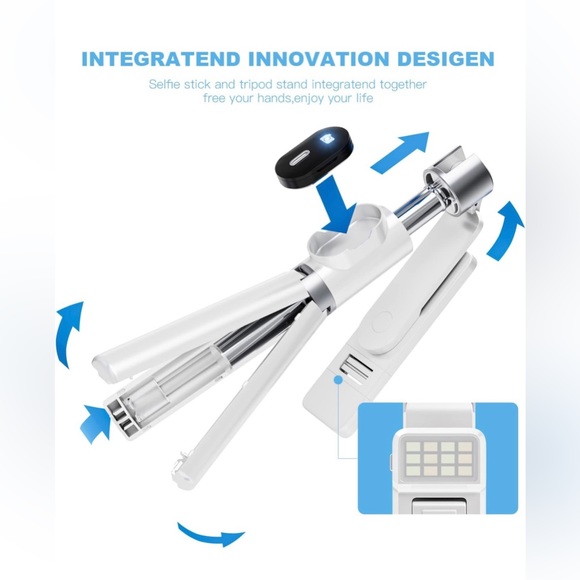 Newest Selfie Stick for iPhone with LED Light Wireless Bluetooth Tripod Selfie S - Picture 4 of 7